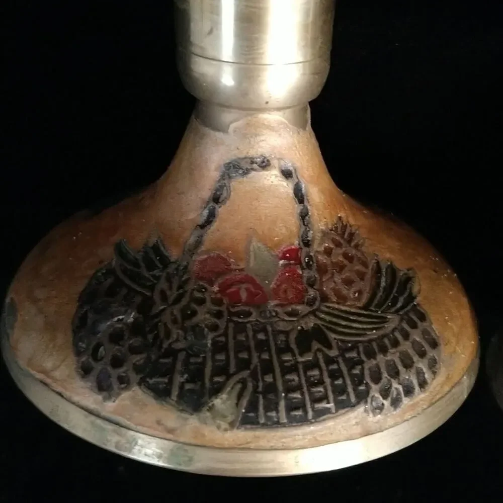 Brass Enameled Candlestick holders